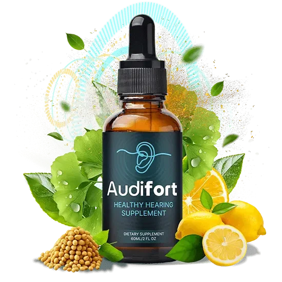 Audifort Healthy Hearing Supplement, 60 mL dropper bottle with dark teal label