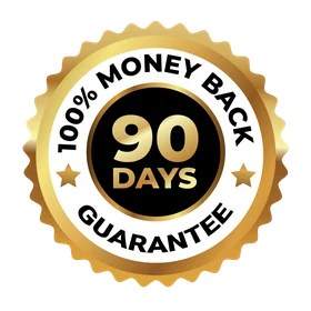 100 percent money back guarantee, 90 days badge